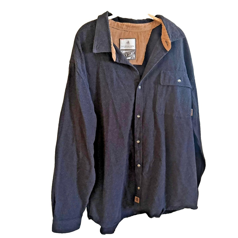 Legendary Whitetails Buck Camp Gray Flannel Shirt Thick 100% Cotton Men's Sz 2XT
